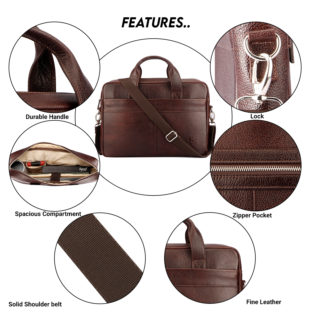 Natural Cherry Color Leather Briefcase