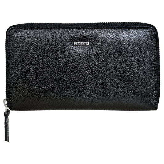 Simply Black Grain Zip Around Clutch