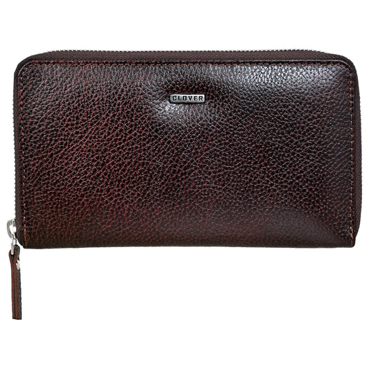 Simply Brown Grain Zip Around Clutch