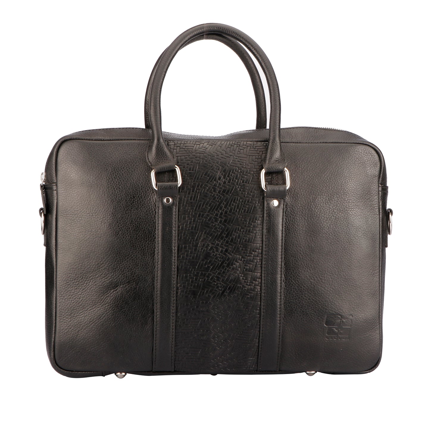 Leather Briefcase with Trolly Sleeve with Mat Pattern