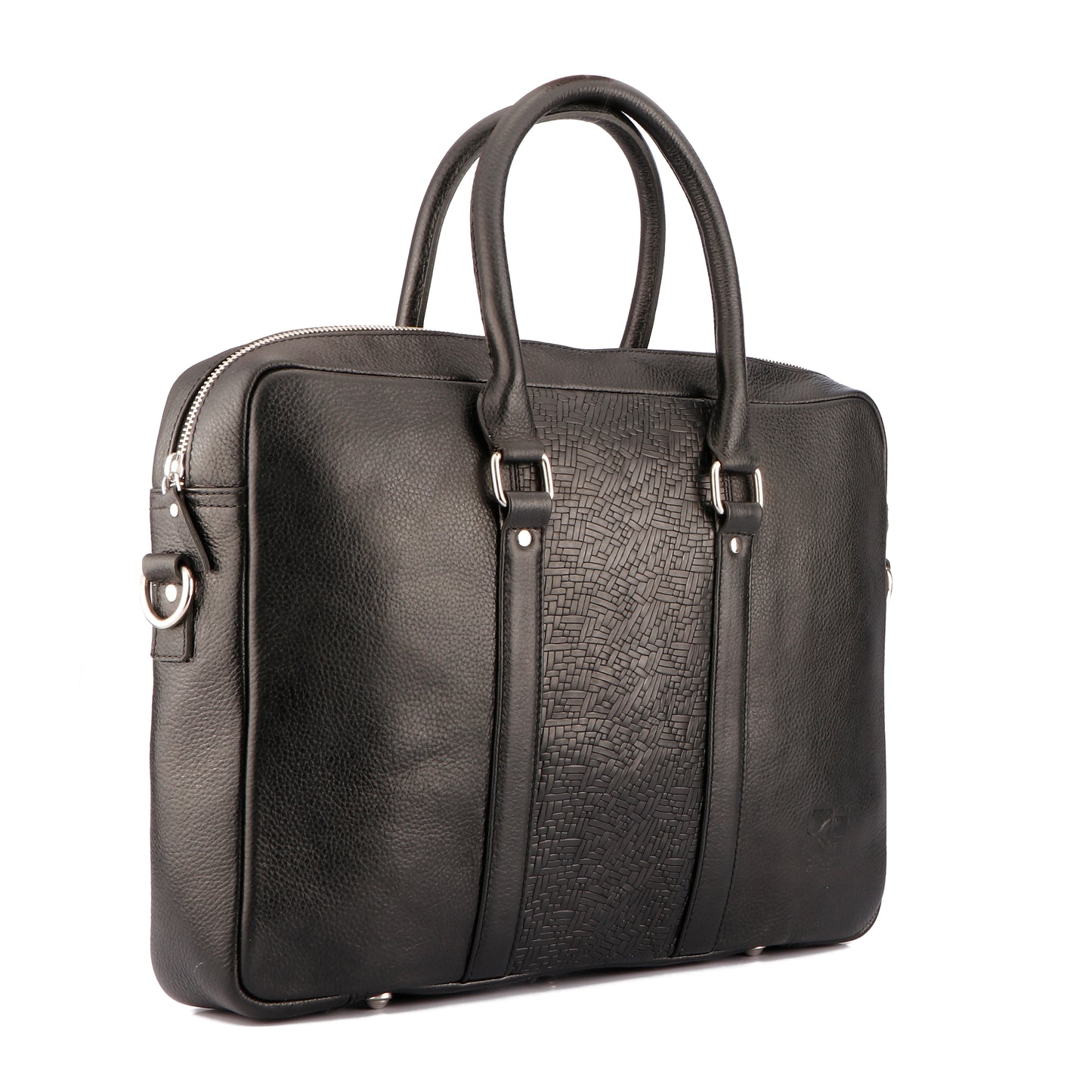 Leather Briefcase with Trolly Sleeve with Mat Pattern