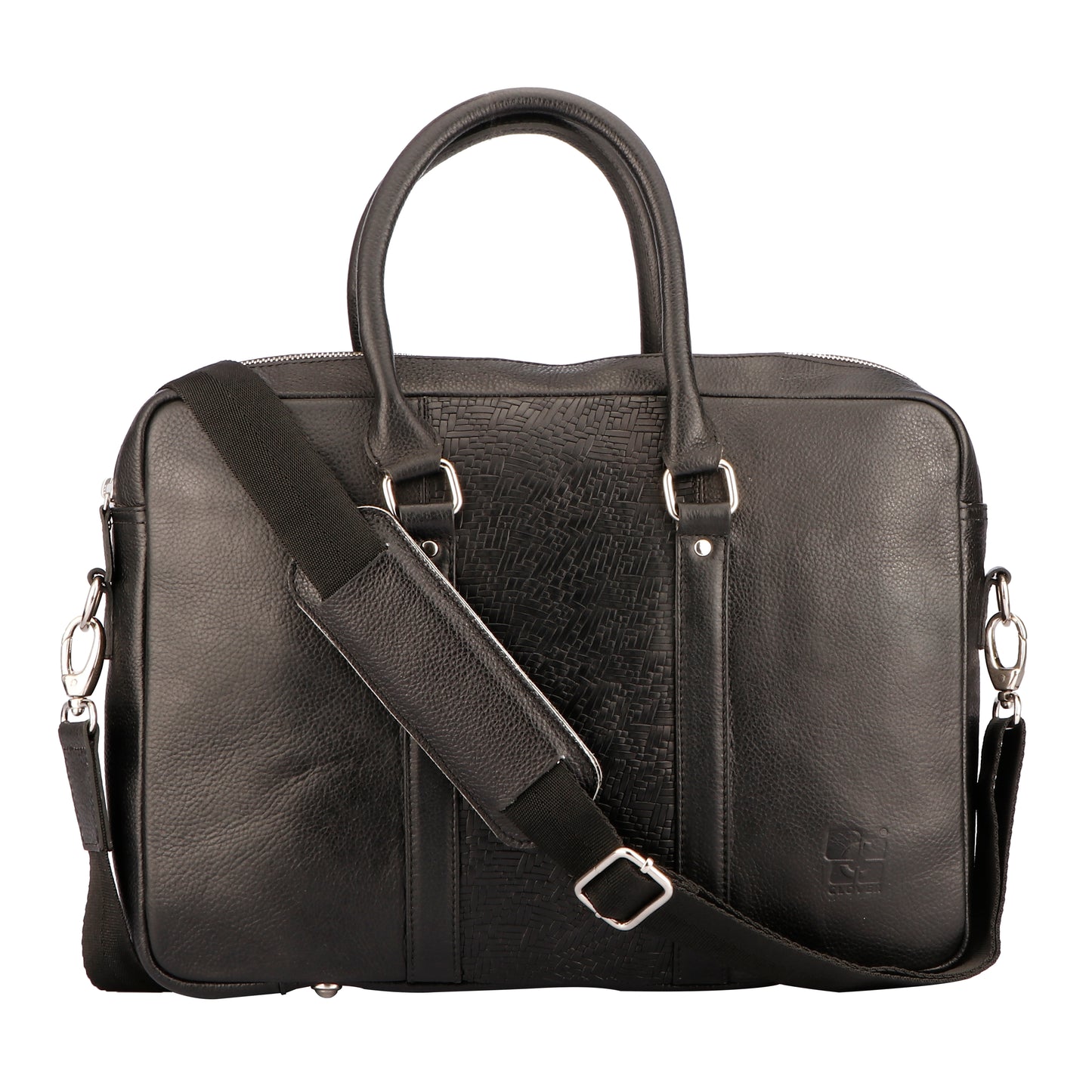 Leather Briefcase with Trolly Sleeve with Mat Pattern