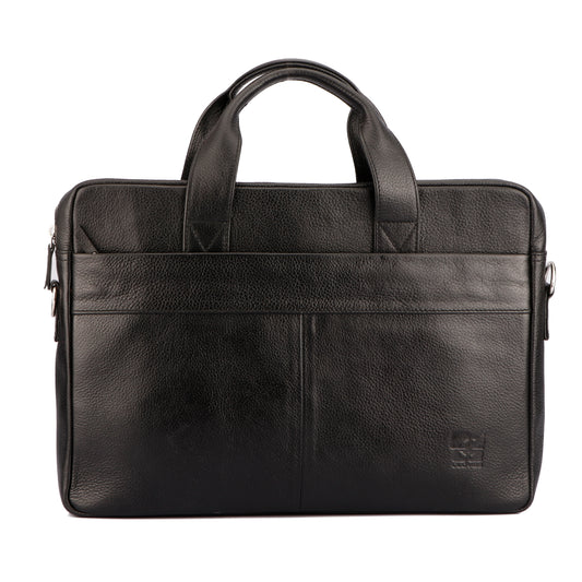 Natural Black Color Leather Briefcase