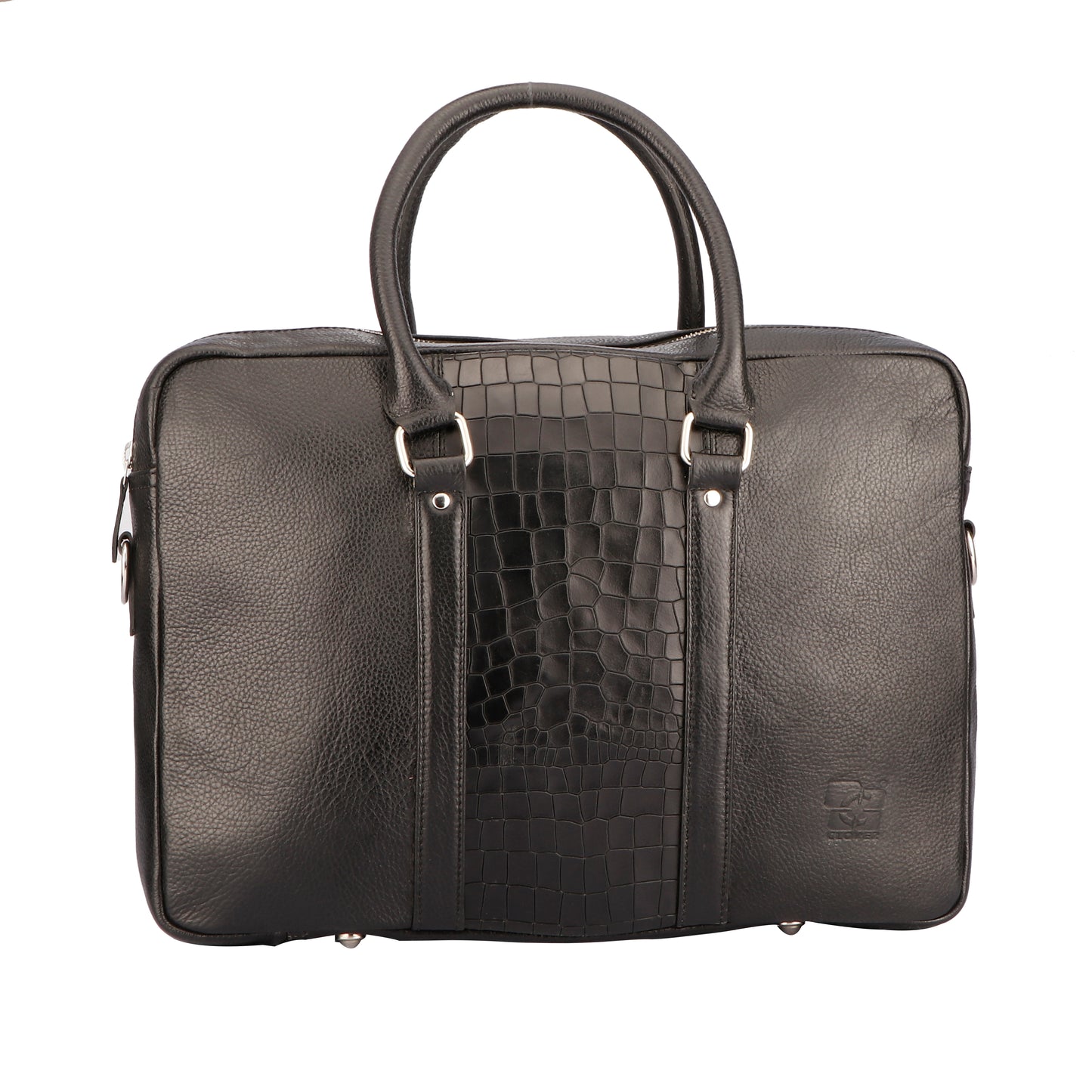 Leather Briefcase with Trolly Sleeve with Alligator Pattern