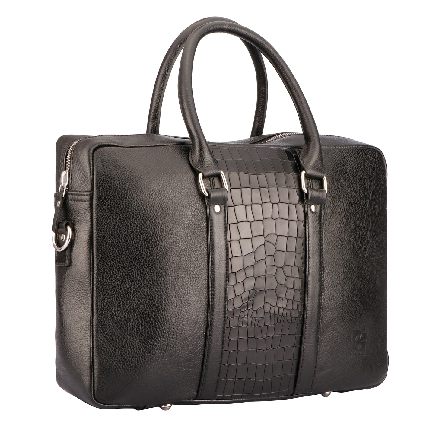 Leather Briefcase with Trolly Sleeve with Alligator Pattern