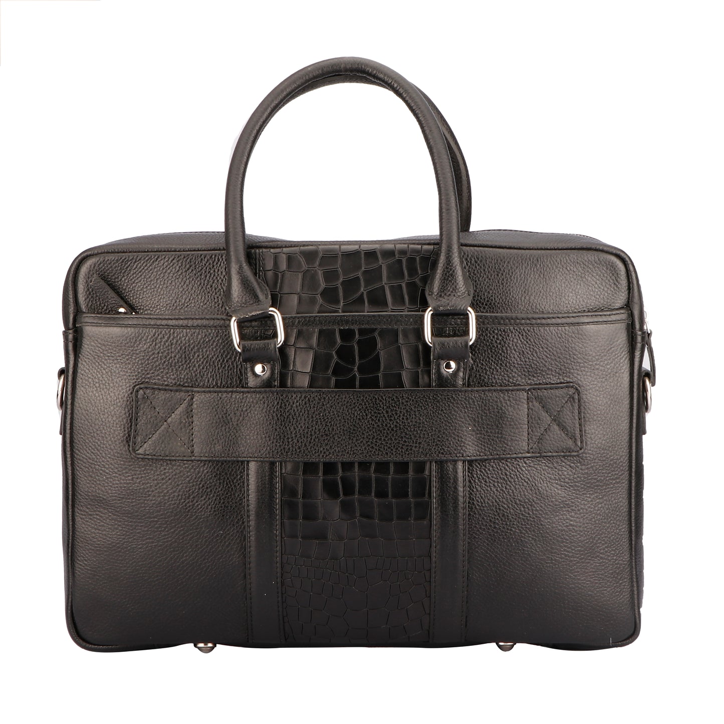 Leather Briefcase with Trolly Sleeve with Alligator Pattern