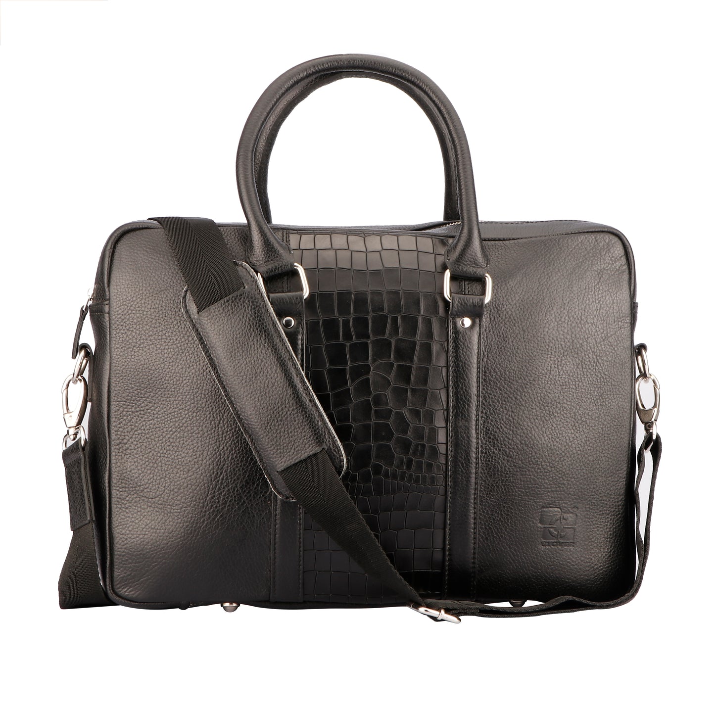 Leather Briefcase with Trolly Sleeve with Alligator Pattern