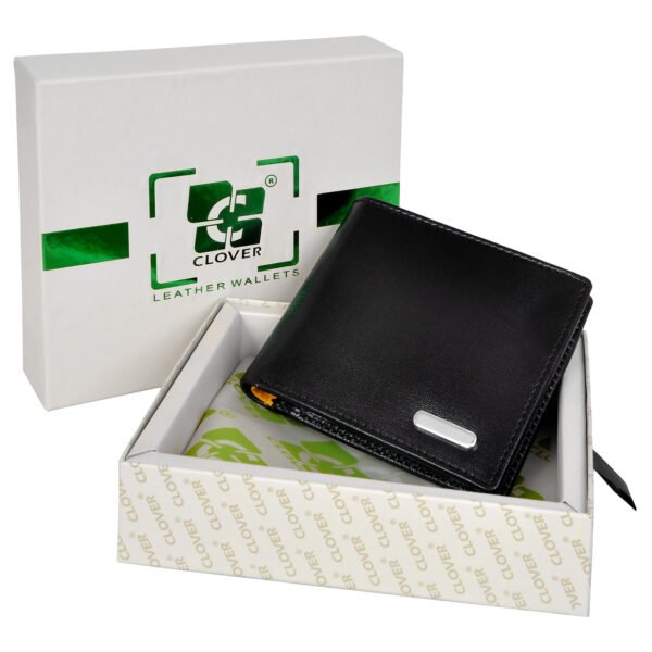 Men's Wallet, Full Grain Leather, Bi-Fold, 3 Card Slots with Coin Pocket, RFID Protected | Clover - Image 5