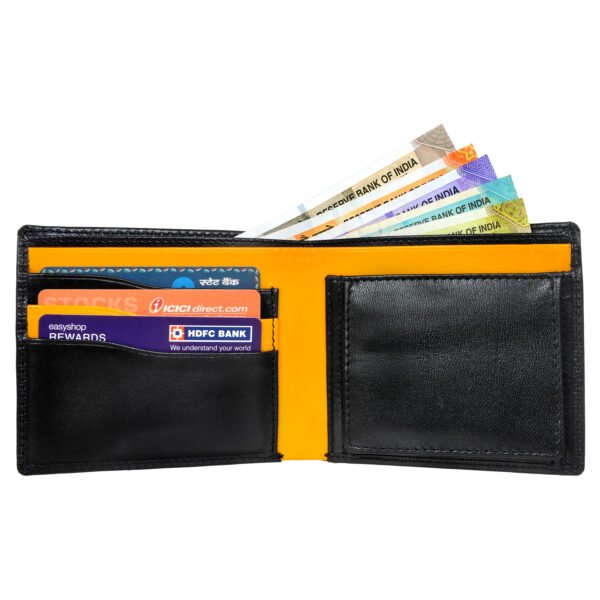 Men's Wallet, Full Grain Leather, Bi-Fold, 3 Card Slots with Coin Pocket, RFID Protected | Clover - Image 2