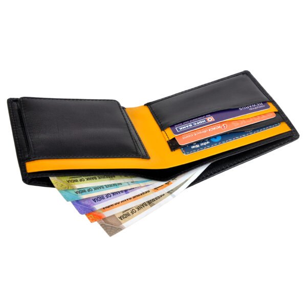 Men's Wallet, Full Grain Leather, Bi-Fold, 3 Card Slots with Coin Pocket, RFID Protected | Clover - Image 3