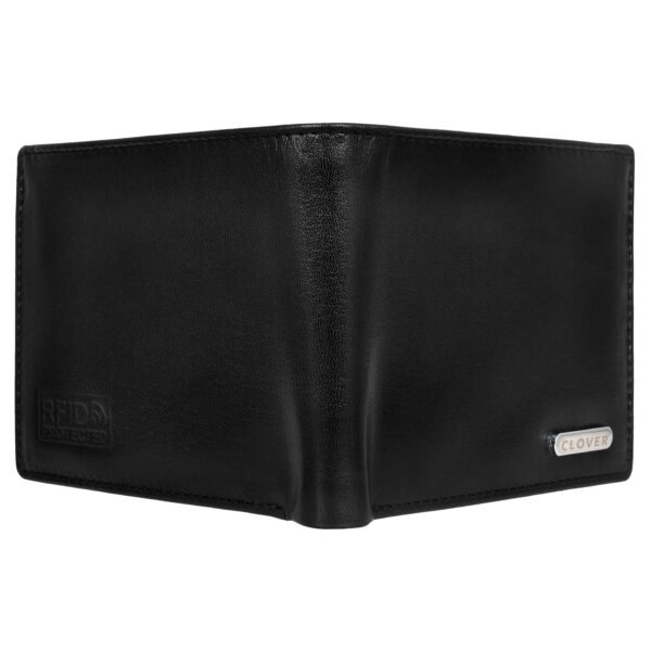 Men's Wallet, Full Grain Leather, Bi-Fold, 3 Card Slots with Coin Pocket, RFID Protected | Clover - Image 4