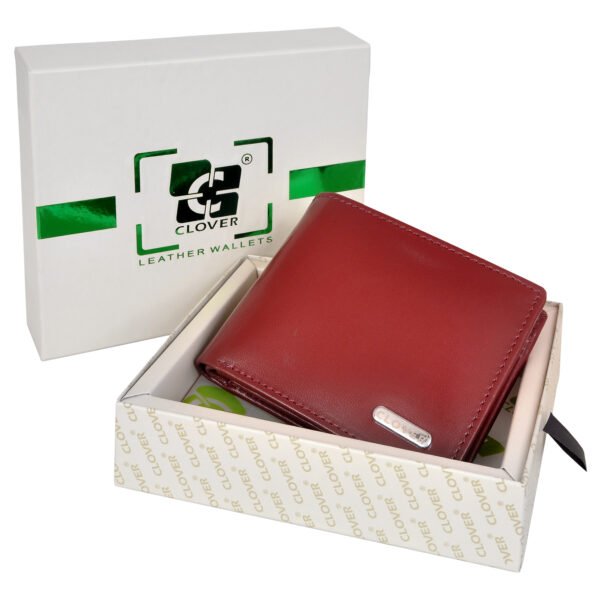 Men's Wallet, Full Grain Leather, Bi-Fold, 6 Card Slots with Coin Pocket, RFID Protected | Clover - Image 5