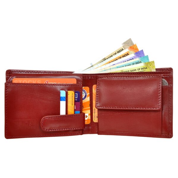 Men's Wallet, Full Grain Leather, Bi-Fold, 6 Card Slots with Coin Pocket, RFID Protected | Clover - Image 2